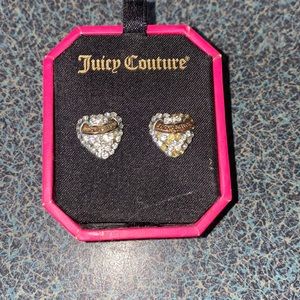 Juicy Couture Heart Stud Earrings Embellished. New